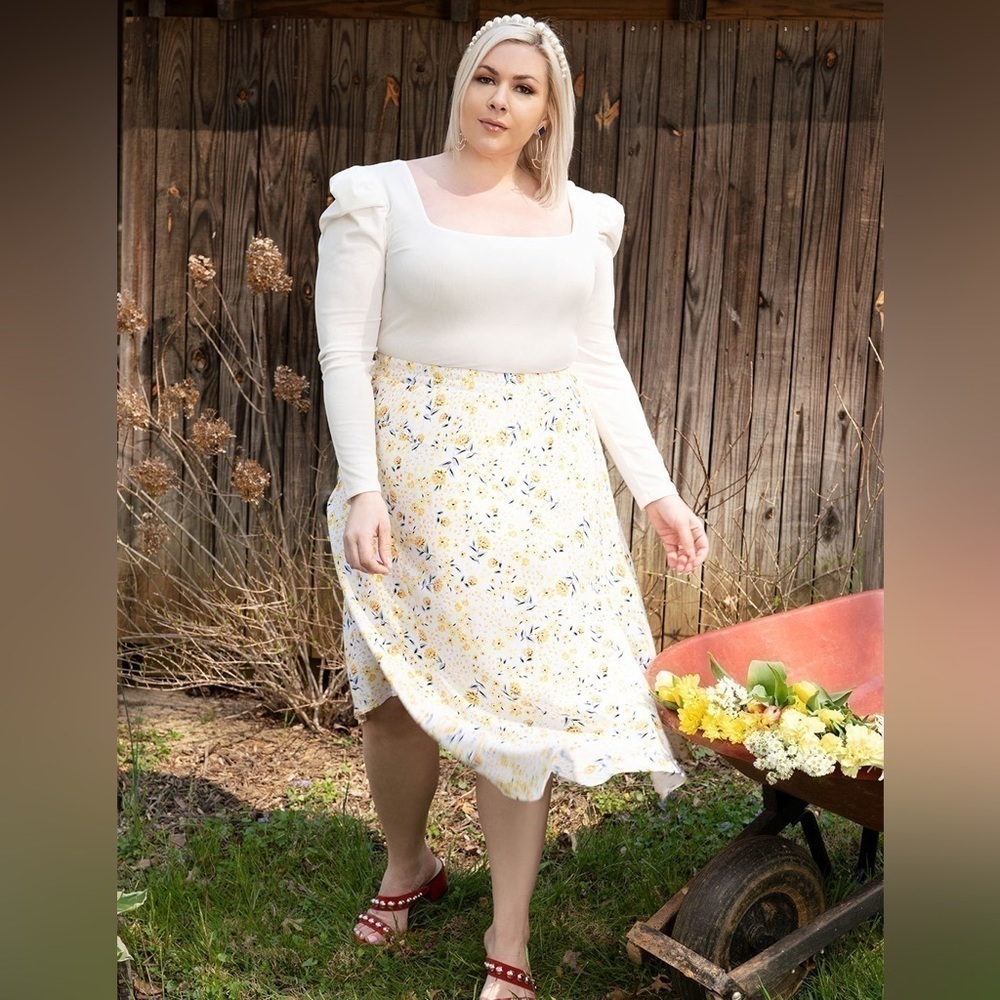 Eloquii Asymmetrical Printed Skirt